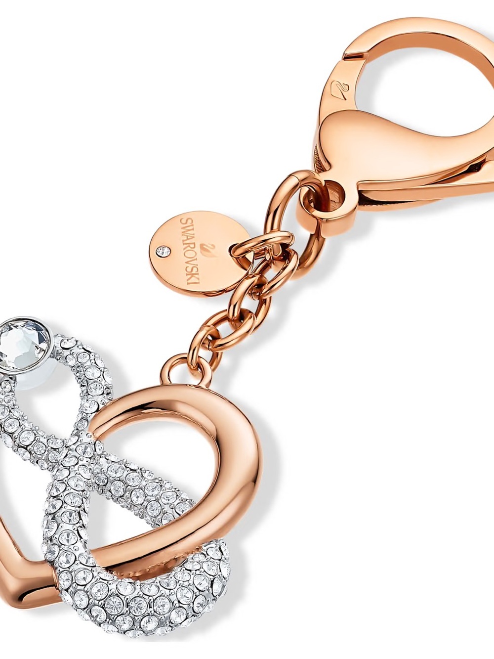 Swarovski Rose Gold and Clear Crystal Intertwined Heart Brooch Charm